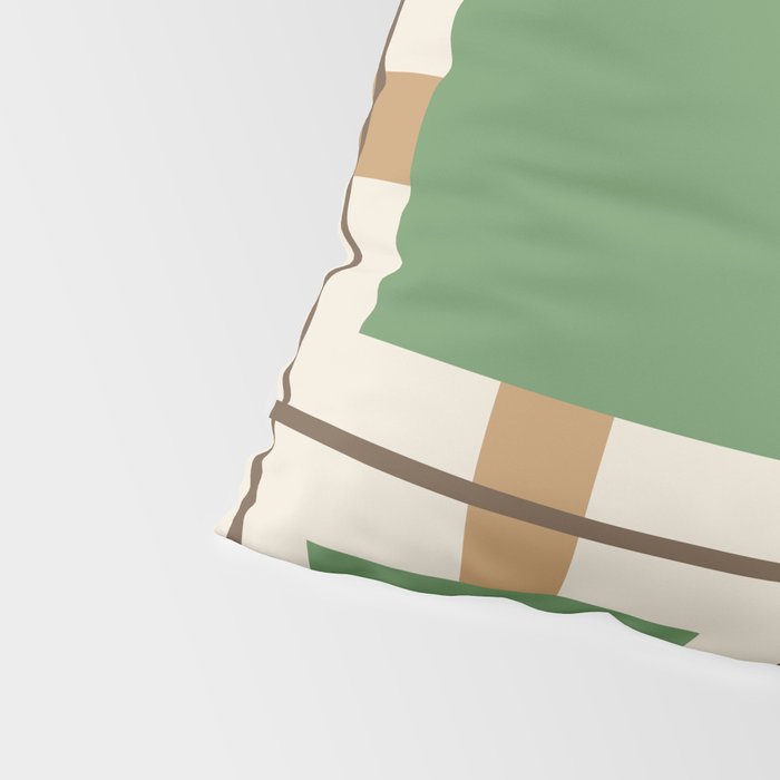Retro Geometric Plaid Green Camel Pillow Sham Gallery Image 4