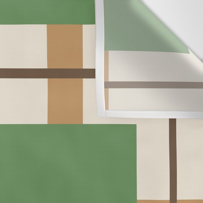 Retro Geometric Plaid Green Camel Wall Tapestry Gallery Image 3