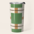 Retro Geometric Plaid Green Camel Travel Mug Gallery Image 2