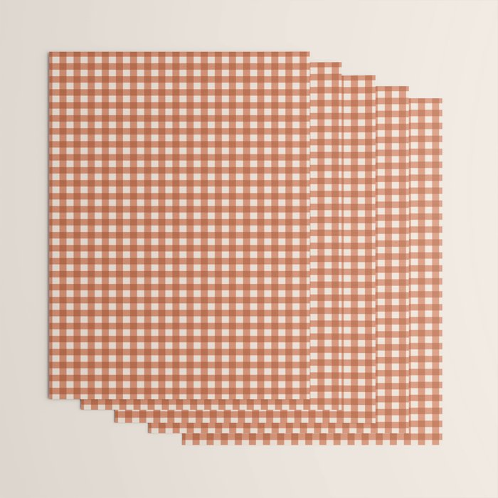 Gingham Plaid Pattern - Brick Red Wrapping Paper Gallery Image 3