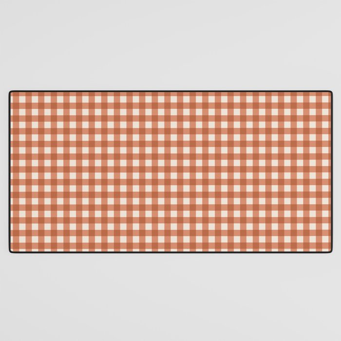 Gingham Plaid Pattern - Brick Red Desk Mat Gallery Image 3