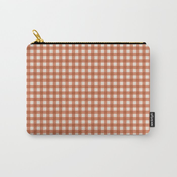 Gingham Plaid Pattern - Brick Red Carry All Pouch Gallery Image 1