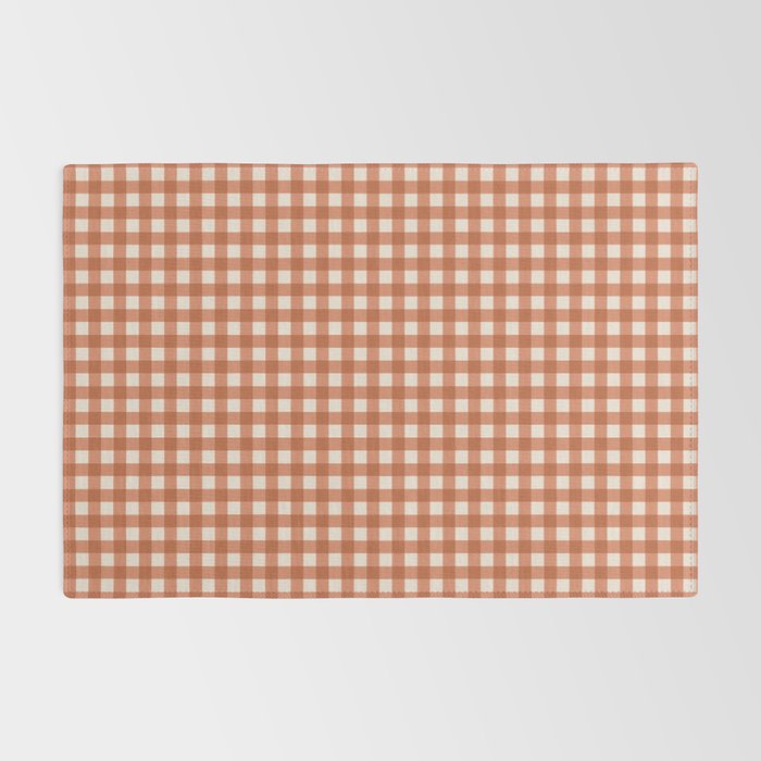 Gingham Plaid Pattern - Brick Red Rug Gallery Image 2