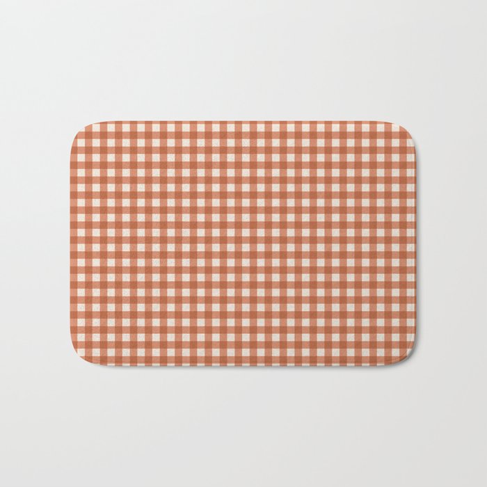 Gingham Plaid Pattern - Brick Red Bath Mat Gallery Image 1