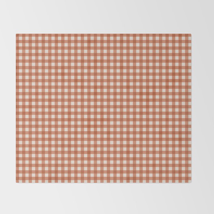 Gingham Plaid Pattern - Brick Red Throw Blanket Gallery Image 2