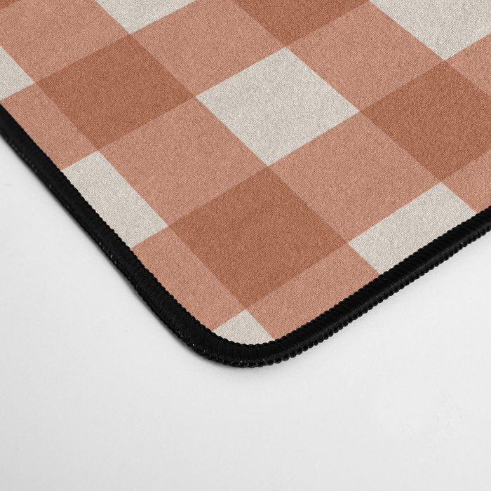 Gingham Plaid Pattern - Brick Red Desk Mat Gallery Image 4