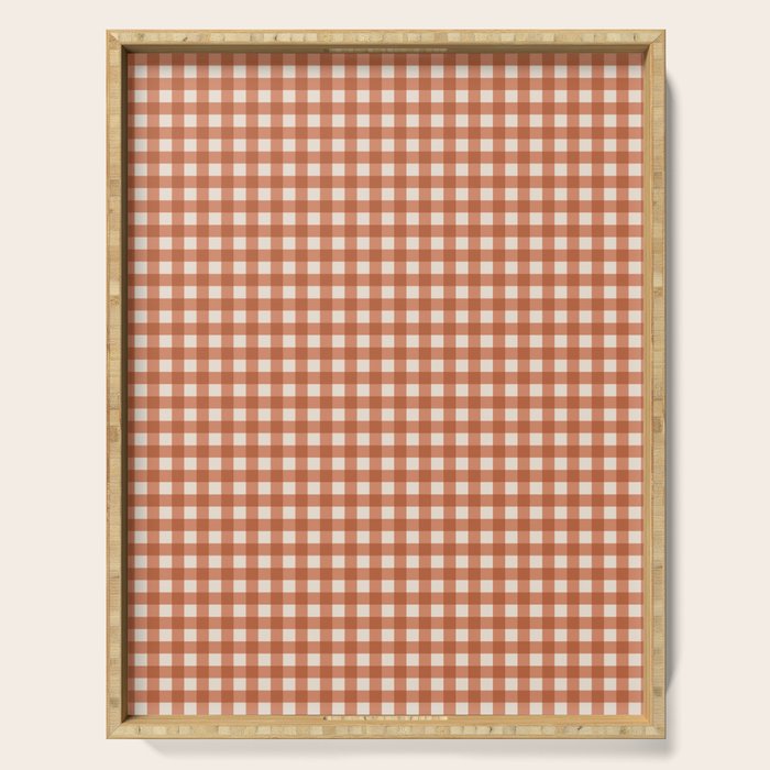 Gingham Plaid Pattern - Brick Red Serving Tray Gallery Image 1