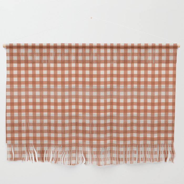 Gingham Plaid Pattern - Brick Red Wall Hanging Gallery Image 1