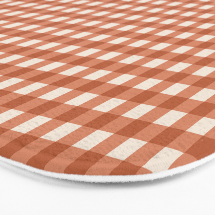 Gingham Plaid Pattern - Brick Red Bath Mat Gallery Image 3