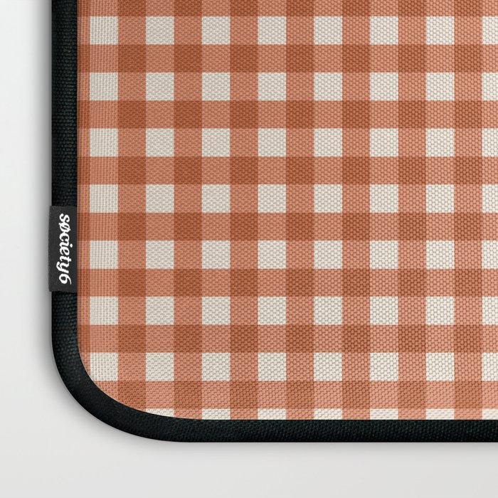 Gingham Plaid Pattern - Brick Red Laptop Sleeve Gallery Image 3