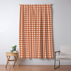 Gingham Plaid Pattern - Brick Red Window Curtain Gallery Image 5