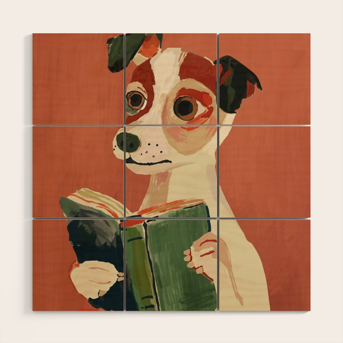 The Bookish Dog Wood Wall Art Gallery Image 1