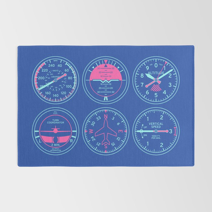 Aircraft Flight Instruments - 6 Pack Blue Rug Gallery Image 2