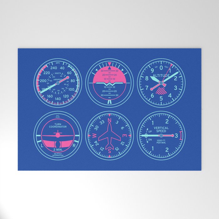 Aircraft Flight Instruments - 6 Pack Blue Welcome Mat Gallery Image 1
