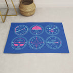 Aircraft Flight Instruments - 6 Pack Blue Rug Gallery Image 1