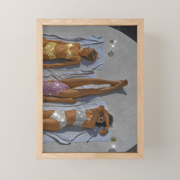 SUMMER TIME - digital collage art work by Yana potter, glitter art. Relax and chill summer vibes.  Mini Art Print Gallery Image 1