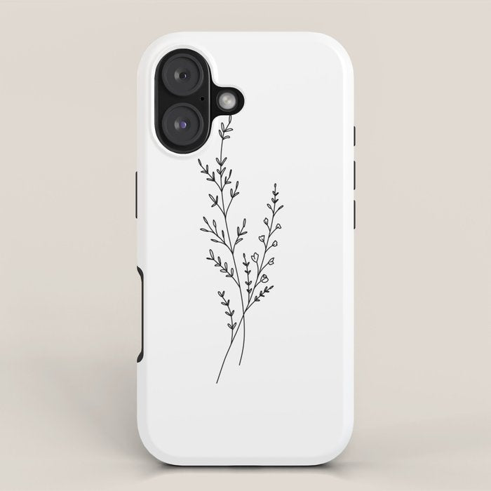 Minimal Wildflower Line Art Branch iPhone Case Gallery Image 1