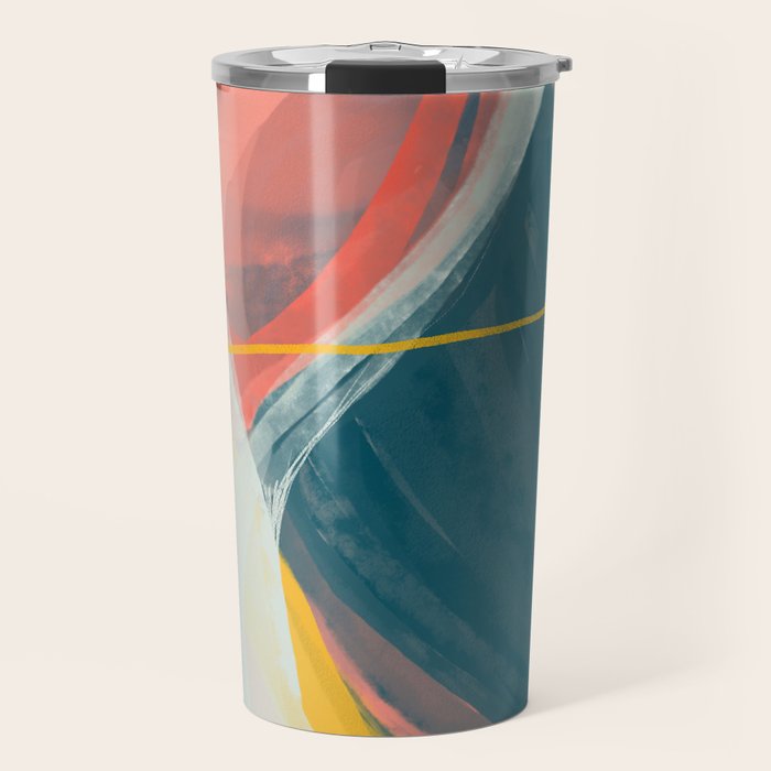 White Streams Through Pastel Shores | Abstract Shapes Design Travel Mug Gallery Image 1