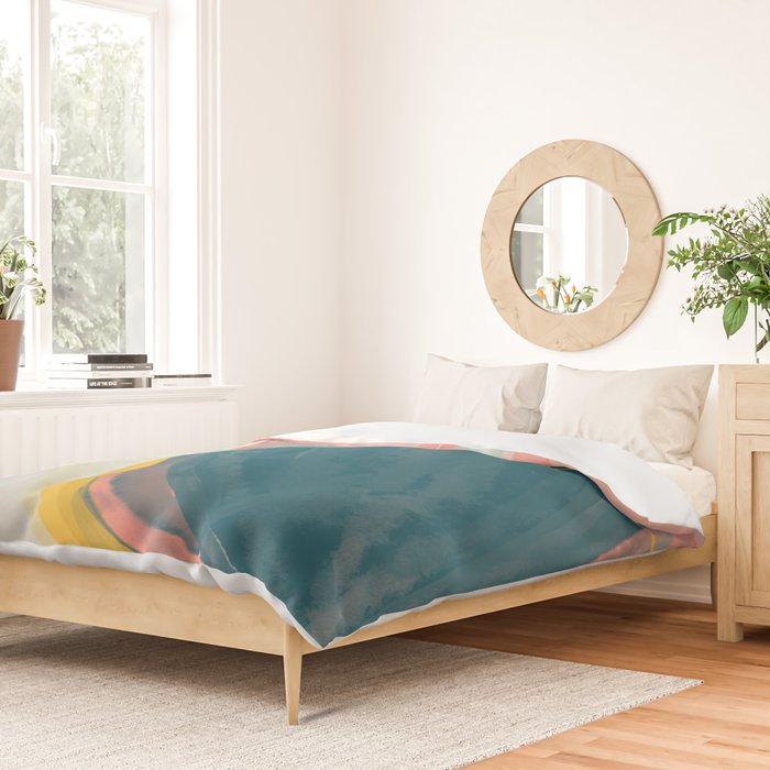 White Streams Through Pastel Shores | Abstract Shapes Design Duvet Cover Gallery Image 2