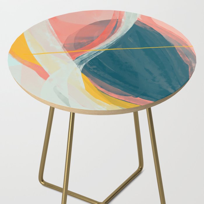 White Streams Through Pastel Shores | Abstract Shapes Design Side Table Gallery Image 2