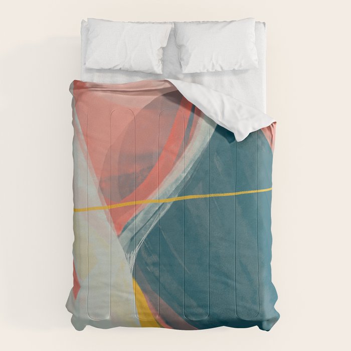 White Streams Through Pastel Shores | Abstract Shapes Design Comforter Gallery Image 6