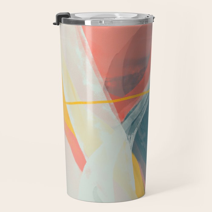 White Streams Through Pastel Shores | Abstract Shapes Design Travel Mug Gallery Image 3