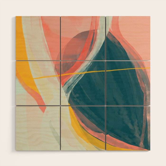 White Streams Through Pastel Shores | Abstract Shapes Design Wood Wall Art Gallery Image 1