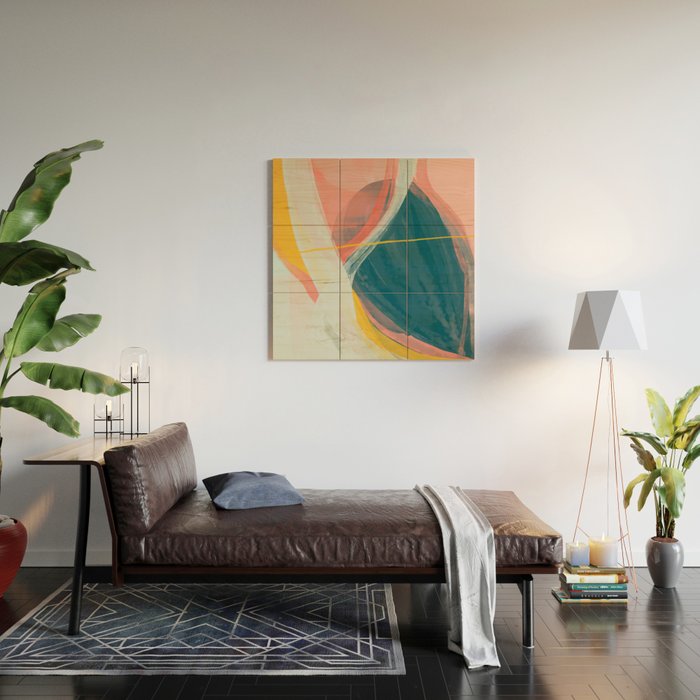 White Streams Through Pastel Shores | Abstract Shapes Design Wood Wall Art Gallery Image 2