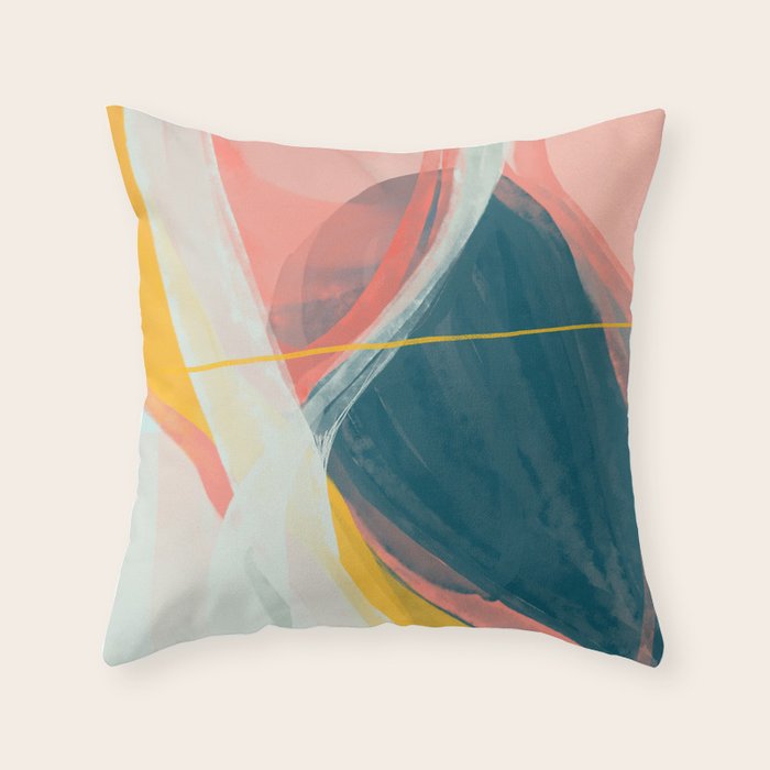 White Streams Through Pastel Shores | Abstract Shapes Design Throw Pillow Gallery Image 6
