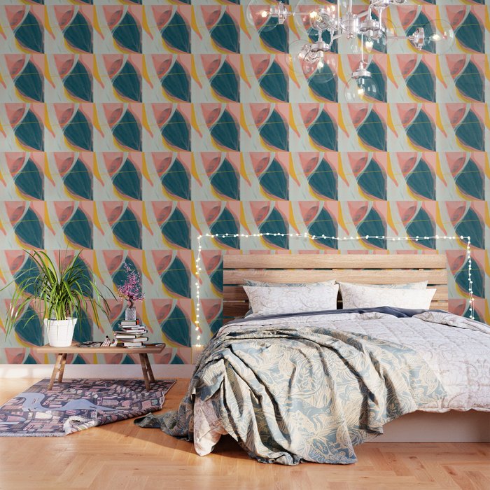 White Streams Through Pastel Shores | Abstract Shapes Design Wallpaper Gallery Image 1