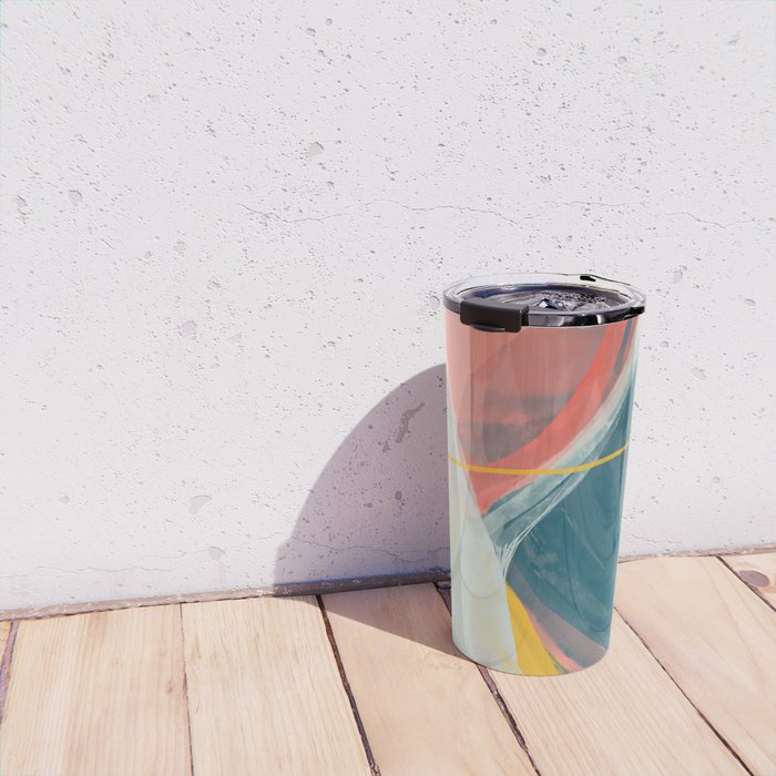 White Streams Through Pastel Shores | Abstract Shapes Design Travel Mug Gallery Image 4