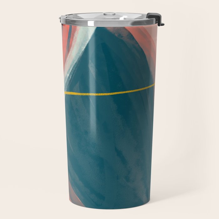 White Streams Through Pastel Shores | Abstract Shapes Design Travel Mug Gallery Image 2