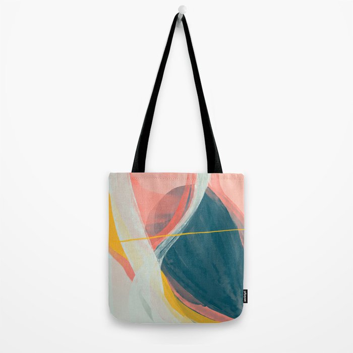 White Streams Through Pastel Shores | Abstract Shapes Design Tote Bag Gallery Image 2