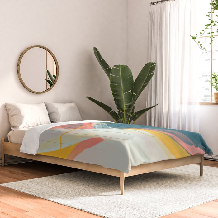 White Streams Through Pastel Shores | Abstract Shapes Design Comforter Gallery Image 2