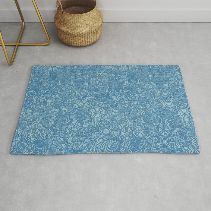 Flowing Blue Spiral Pattern Rug Gallery Image 1