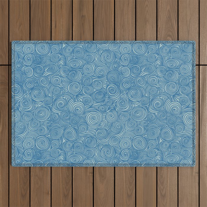 Flowing Blue Spiral Pattern Outdoor Rug Gallery Image 1