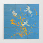 Willow Plants and Birds (blue) Wood Wall Art Gallery Image 1