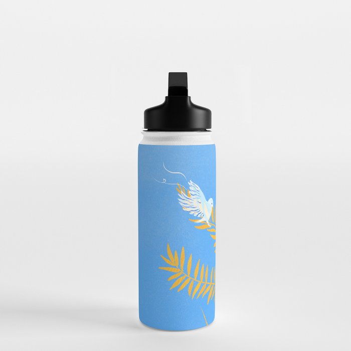 Willow Plants and Birds (blue) Water Bottle Gallery Image 3