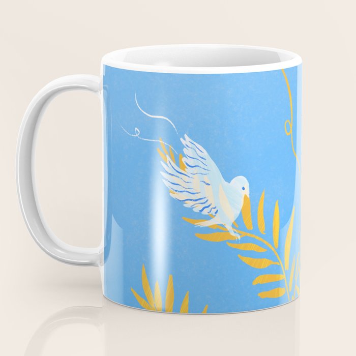 Willow Plants and Birds (blue) Coffee Mug Gallery Image 3