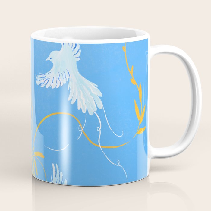 Willow Plants and Birds (blue) Coffee Mug Gallery Image 1