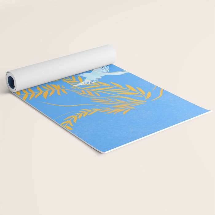 Willow Plants and Birds (blue) Yoga Mat Gallery Image 2