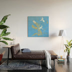 Willow Plants and Birds (blue) Wood Wall Art Gallery Image 2