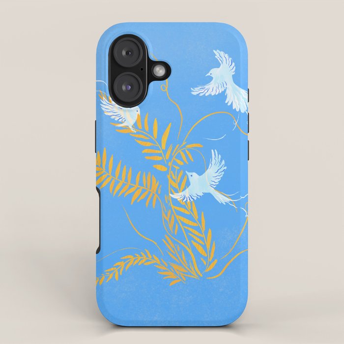 Willow Plants and Birds (blue) iPhone Case Gallery Image 1