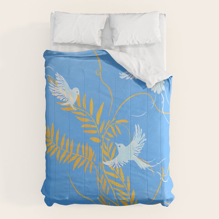 Willow Plants and Birds (blue) Comforter Gallery Image 6