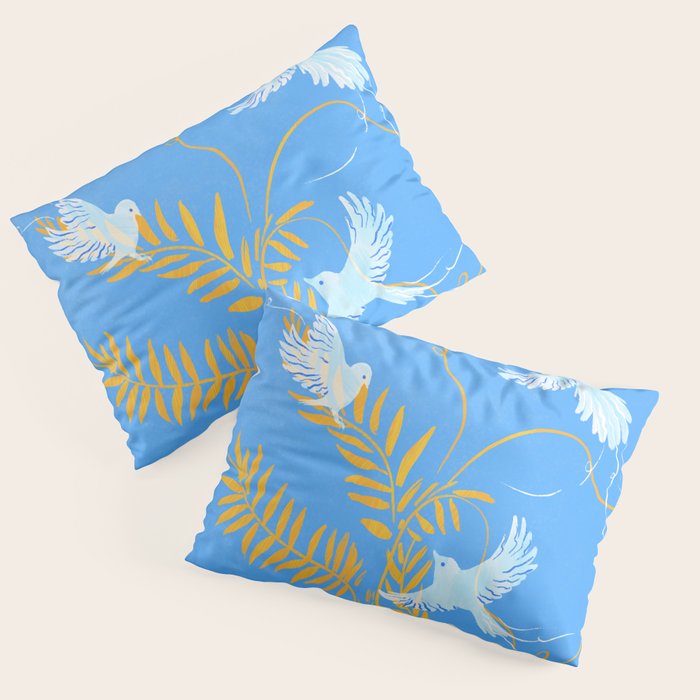 Willow Plants and Birds (blue) Pillow Sham Gallery Image 3