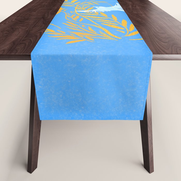 Willow Plants and Birds (blue) Table Runner Gallery Image 1