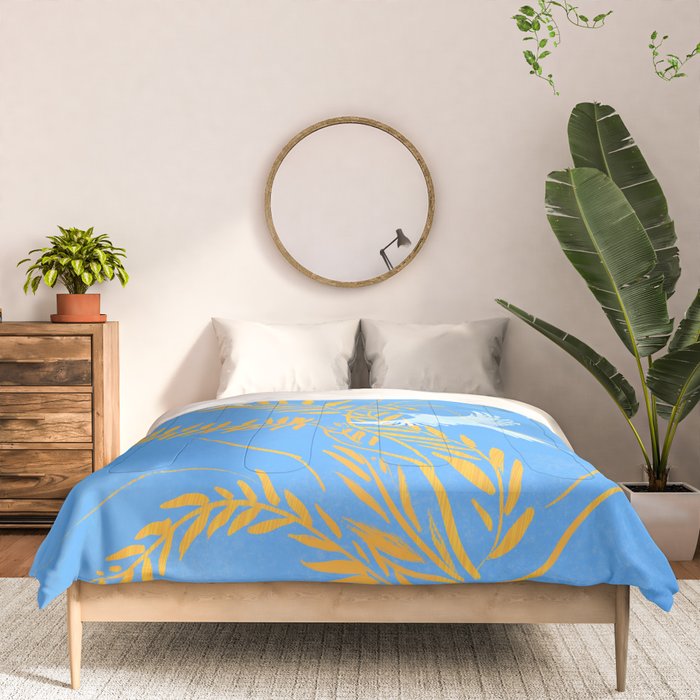Willow Plants and Birds (blue) Comforter Gallery Image 3