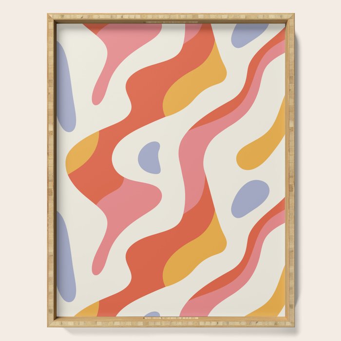 Abstract colorful organic shape art pattern Serving Tray Gallery Image 1