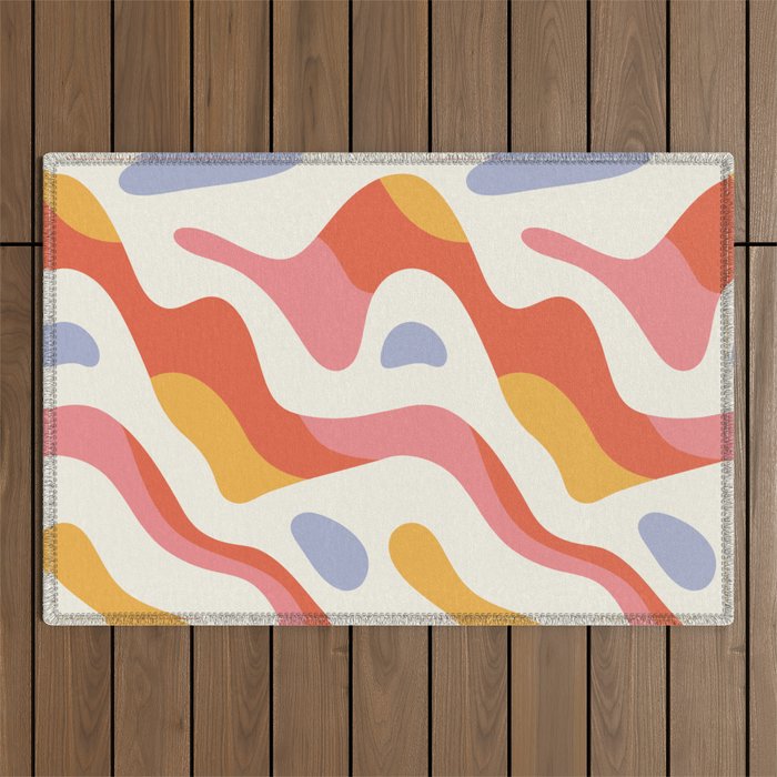 Abstract colorful organic shape art pattern Outdoor Rug Gallery Image 1