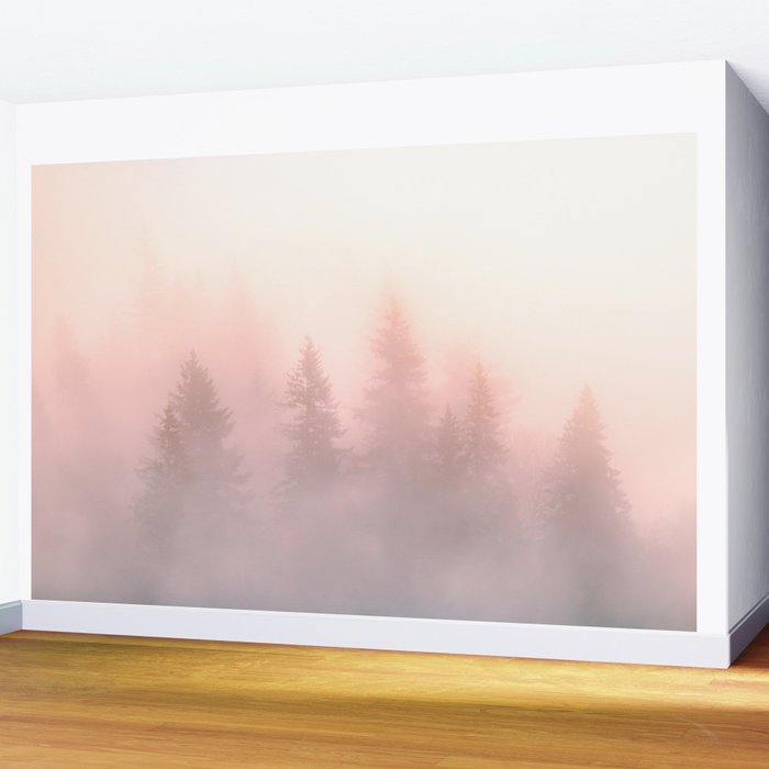 Foggy Forest Adventure - Mountain Woods Wanderlust Wall Mural Gallery Image 2